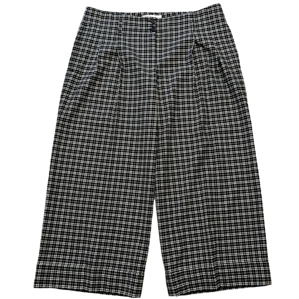 Michael Kors COLLECTION Black & White Windowpane Plaid Cropped Pleated Pant NEW